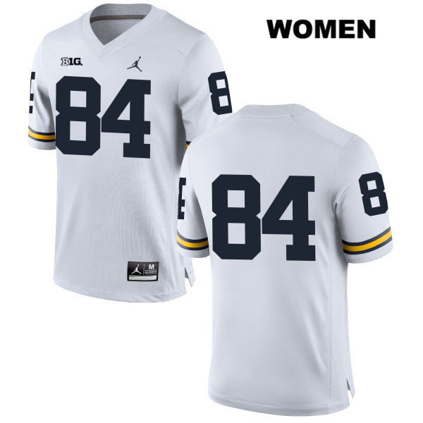 Women's NCAA Michigan Wolverines Sean McKeon #84 No Name White Jordan Brand Authentic Stitched Football College Jersey SK25E65DK